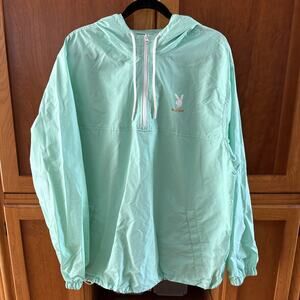 Playboy by Pacsun Mens Pullover Windbreaker Jacket Hooded Mint Green Extra Large